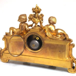 clock-image-202404-053 Wow! Antique French Flame Mahogany Bracket Clock - 8-Day Striking Mantle Clock, view 7