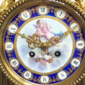 Incredible Antique Mantel Clock, 8-Day Striking Pink Sevres Ormolu Mantle Clock C1860