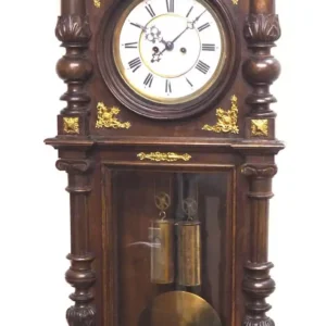 Antique Longcase Clock Fine British Oak Grandfather Clock With Arched Painted Dial