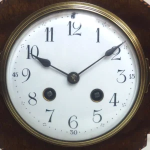 Antique German mahogany 8-Day Mantel Clock Inlaid Musical Bracket Clock by HAC