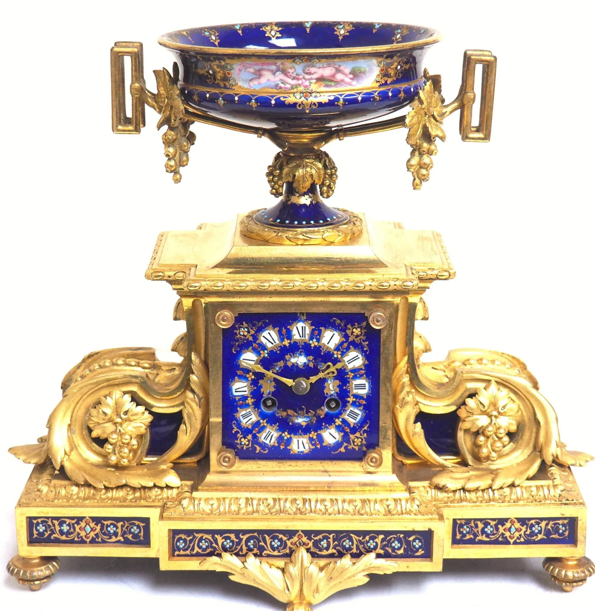 Antique French 8-Day Carriage Clock Unusual Masked Dial Case with Enamel Dial, view 9