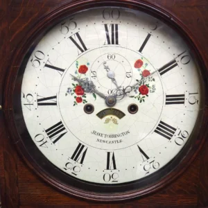 clock-image-202404-134 19THC Northampton 8 Day Longcase Clock Mahogany Case Signed Painted Round Dial Grandfather Clock, view 2