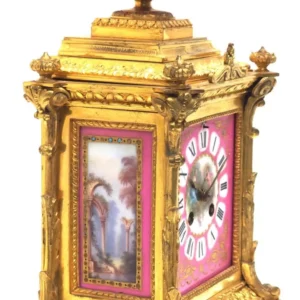 Antique Mahogany Inlaid Mantel Clock - 8 Day miniature Bracket Clock C1870, view 2