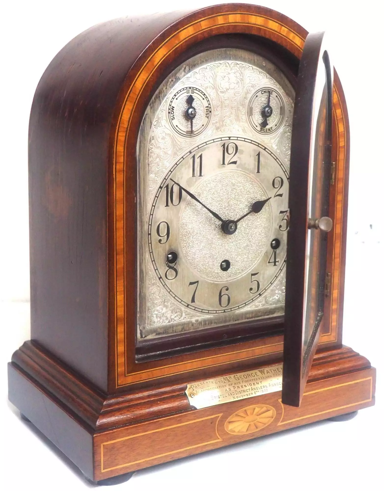 Antique Ormolu Bronze Mantel Clock Trumpet Playing Child Solid Bronze Bell Striking 8-Day Mantle Clock, view 10