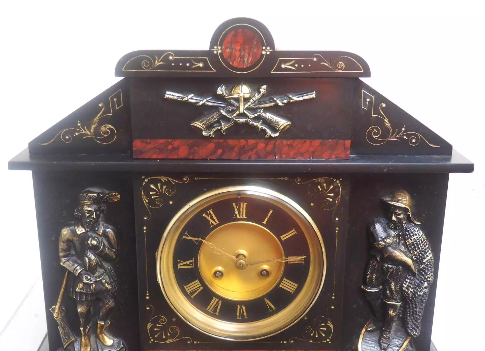 Fine French Ormolu Mantel Clock Scrolling Floral Case Striking 8-Day Mantle Clock, view 6