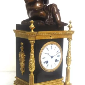 Incredible Electric Blue Art Nouveau Bulbous Tulip 5 Branch Candelabra Mantel Clock Set, view 2