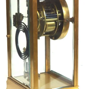 Marvellous French 8-Day Striking Slate Clock, Grey Marble Inlay Visible Escapement=