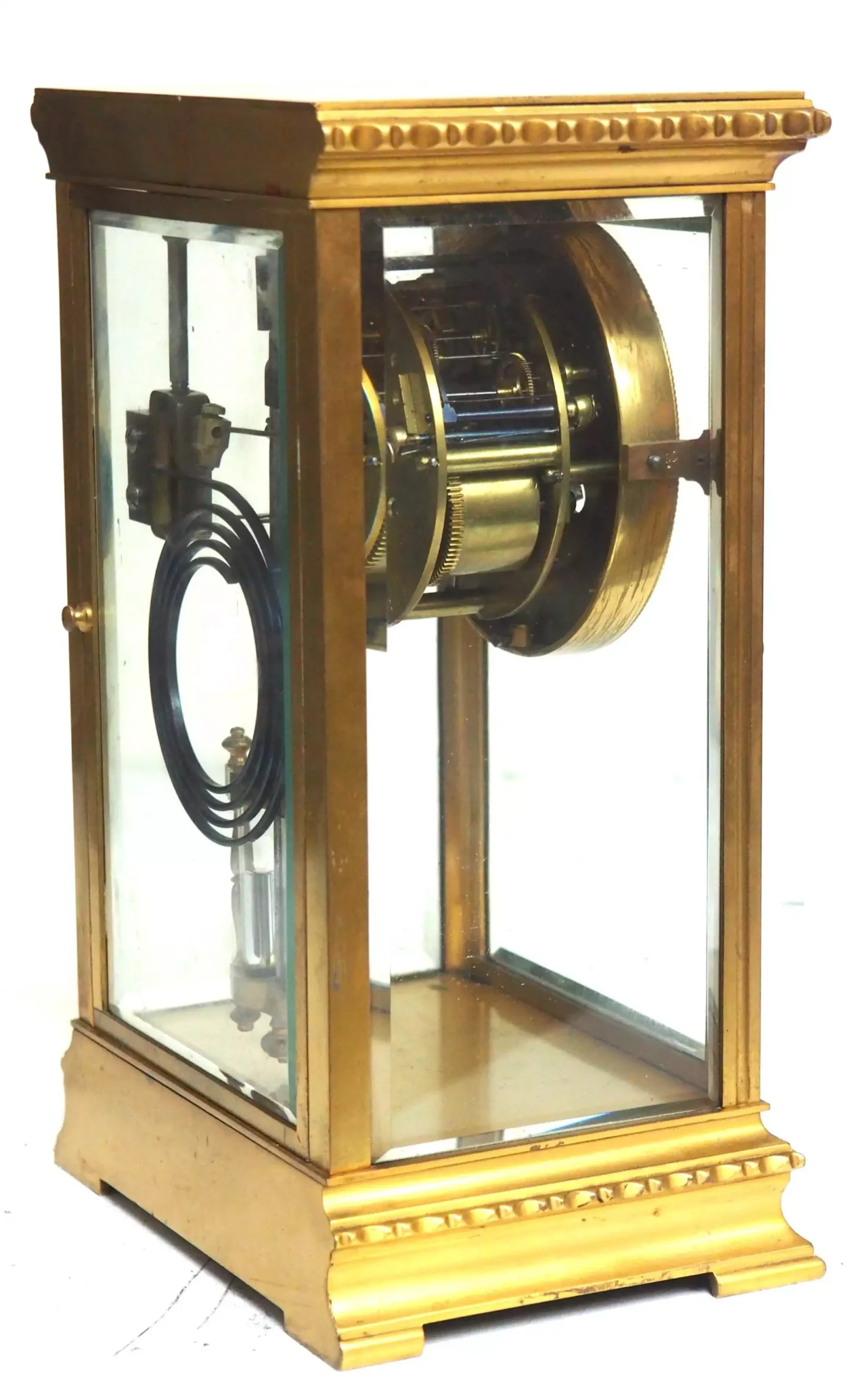 Marvellous French 8-Day Striking Slate Clock, Grey Marble Inlay Visible Escapement=