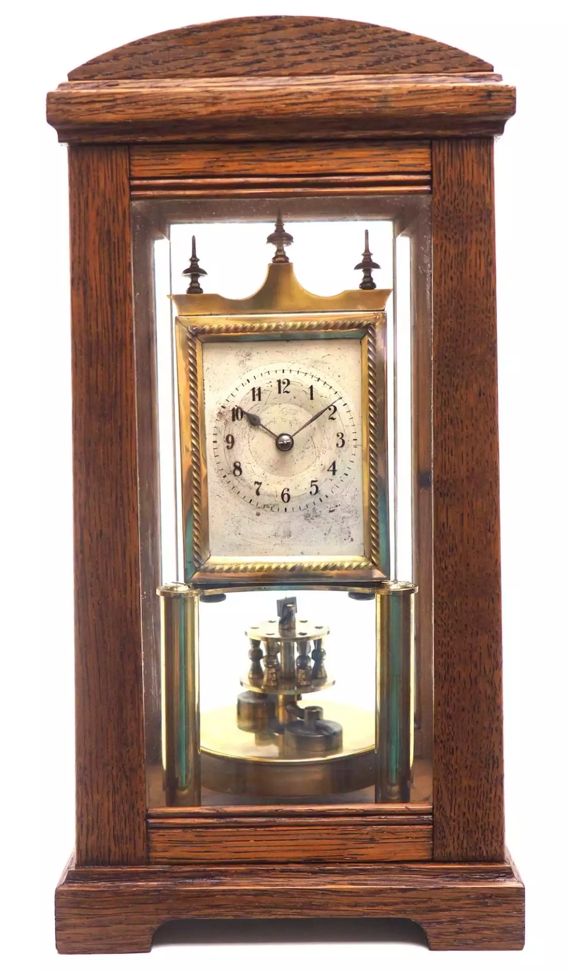 Vintage English Fusee Skeleton Clock 8-Day Fusee Timepiece Mantel Clock All Under Dome, view 4
