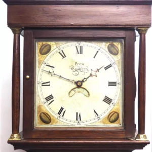 Fantastic Art Nouveau Solid Mahogany Timepiece Clock with Satinwood Inlaid Decoration, view 2