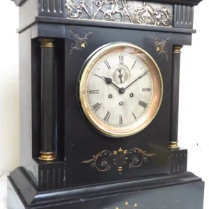 Incredible Antique 8 Day French Ormolu & Marble Mantel Clock Set with 2 Branch Candelabras