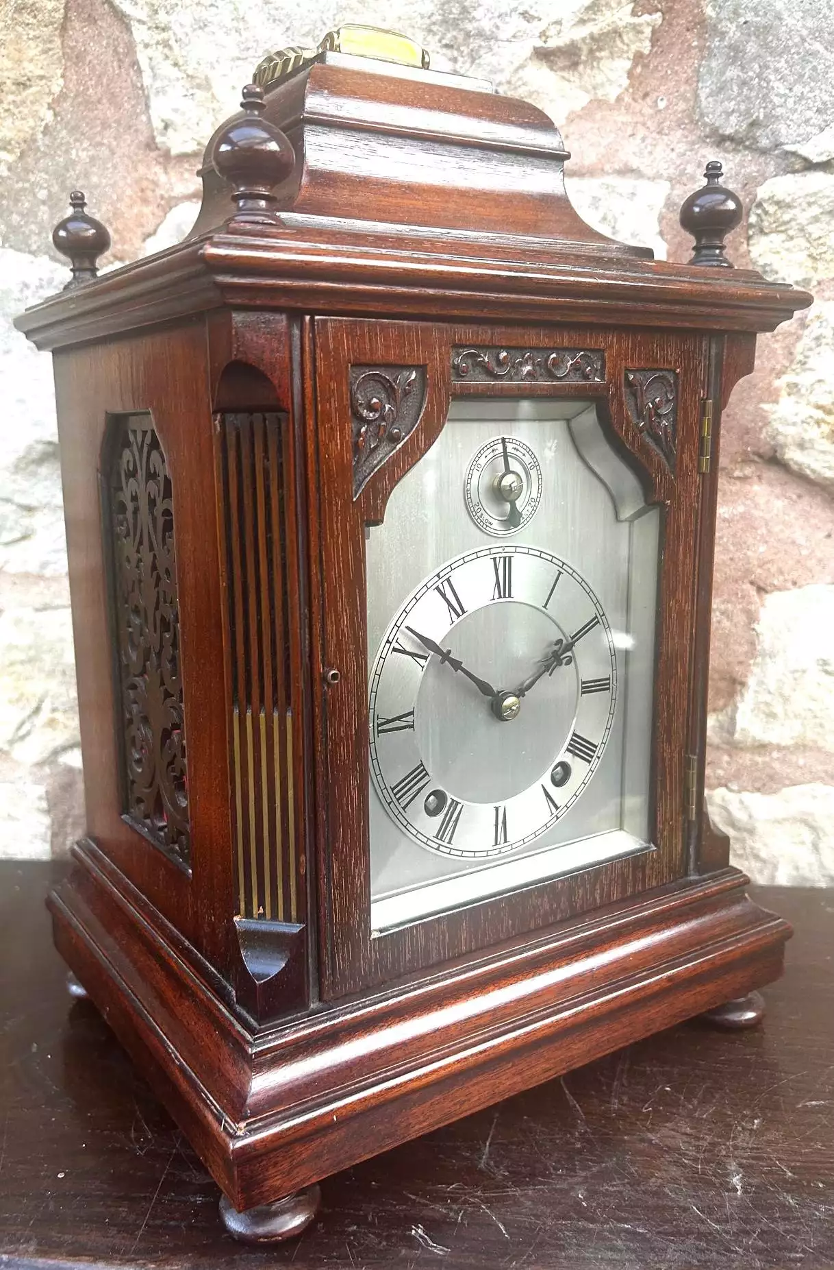 Incredible Rosewood Mini drop dial Clock Fusee movement, view 8