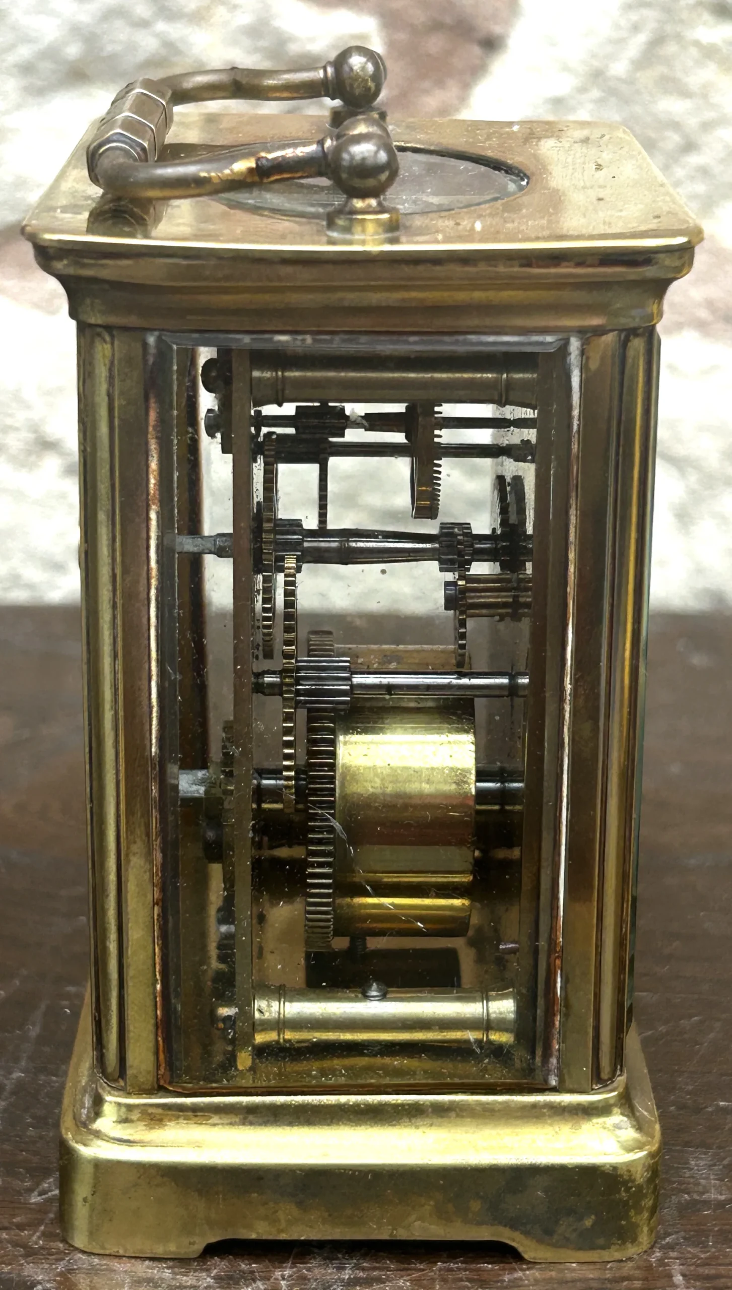 Incredible Rosewood Mini drop dial Clock Fusee movement, view 2