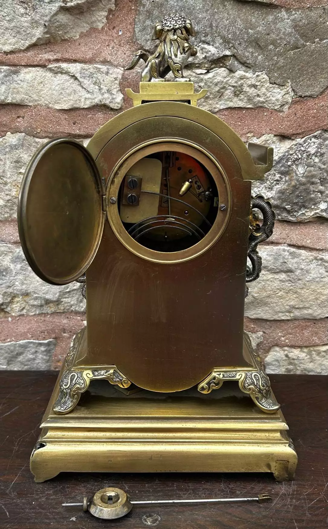 Architectural Slate Mantle clock, Rare movement - 8 Day bell striking, view 9