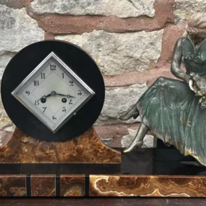 French Empire Bronze Ormolu & Slate mantle Clock, 8 day