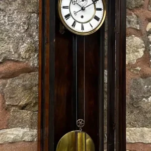 Extremely Rare Antique Kingwood & Burr Walnut Wood Double Weight Vienna Regulator Wall Clock by Gustav Becker, view 2