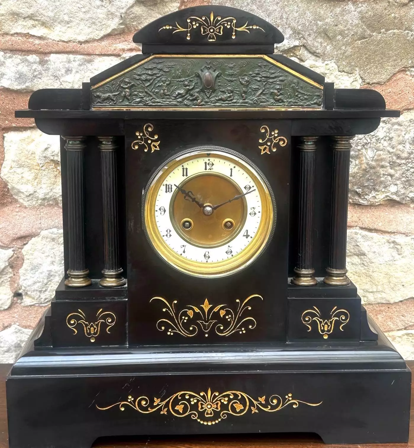 Fabulous Antique Lancet Mantle Clock, 8 day bell striking, view 3