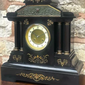Impressive Antique French Slate Mantle Clock, Striking Mantel Clock by Henry Marc