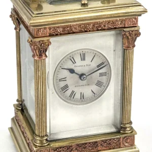 Unusual Pitched Roof Antique French 8-Day Carriage Clock C1900