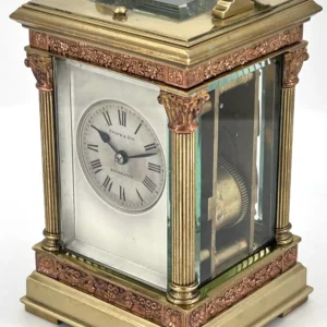 Unusual Pitched Roof Antique French 8-Day Carriage Clock C1900, view 2