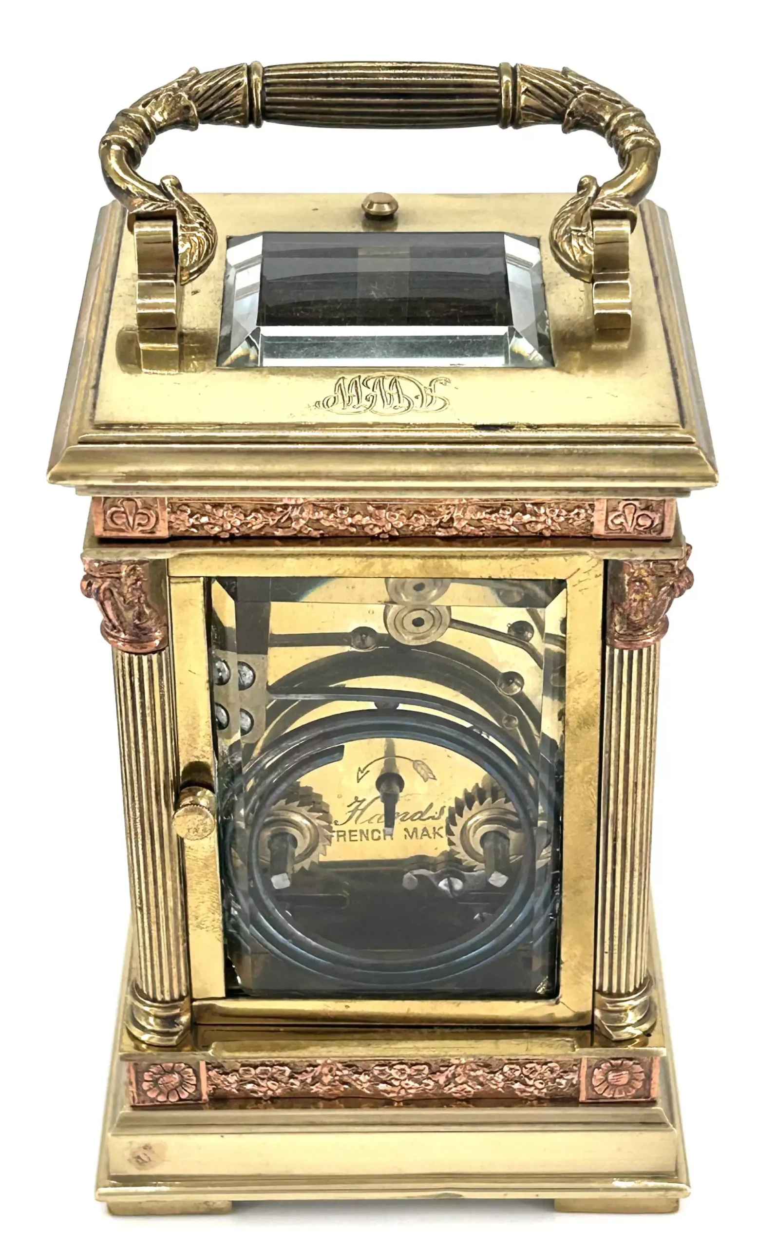 Georgian gorge Bonze Ormolu case Antique French 8-Day Carriage Clock C1850, view 7