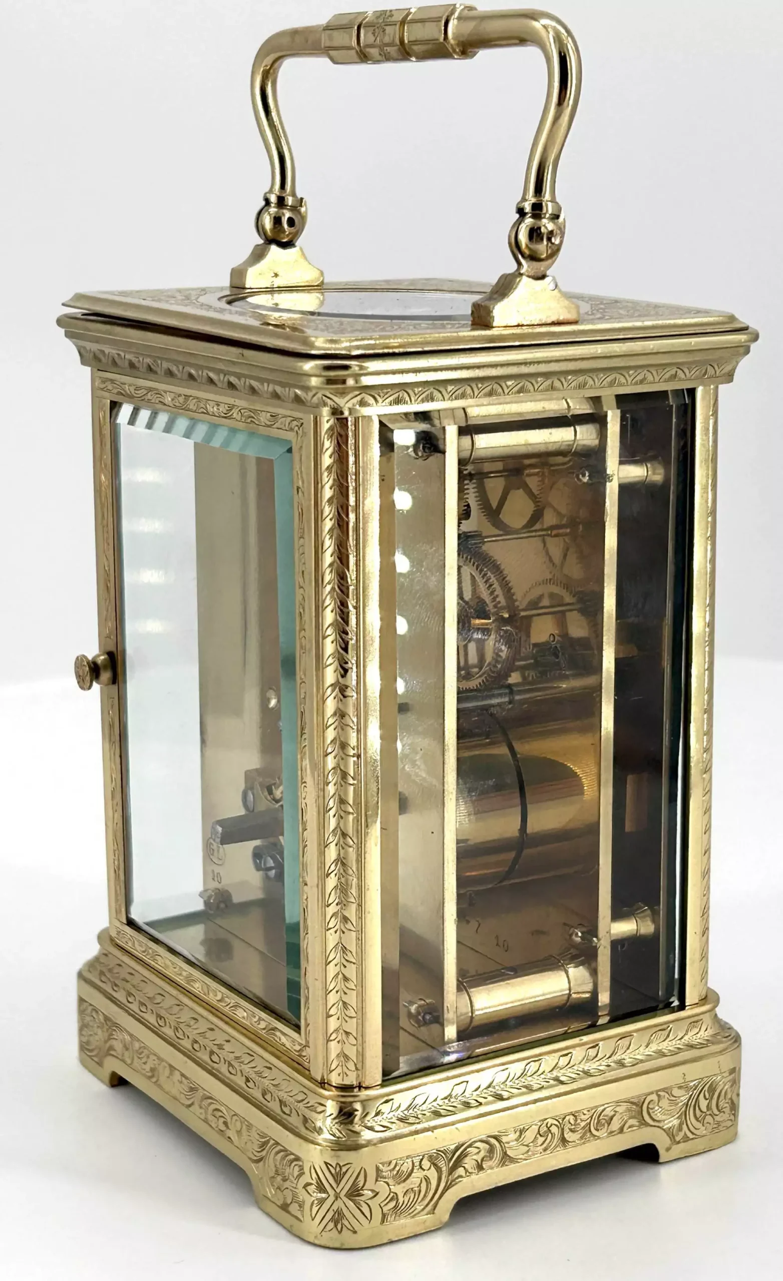 Georgian gorge Bonze Ormolu case Antique French 8-Day Carriage Clock C1850, view 5
