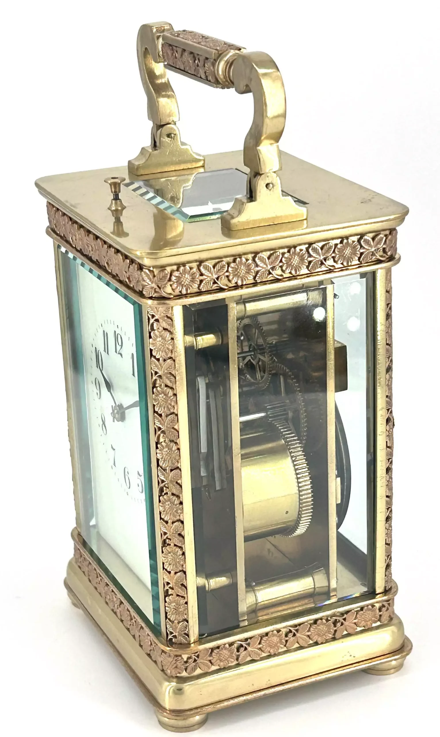 Fabulous Fret work cased Antique French 8-Day Carriage Clock C1900, view 3