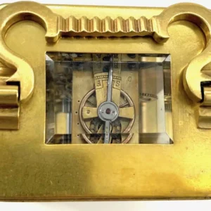 Stunning Antique Carriage Clock With Original Gilt Finish, Victorian Gothic French 8-Day Carriage Clock C1895