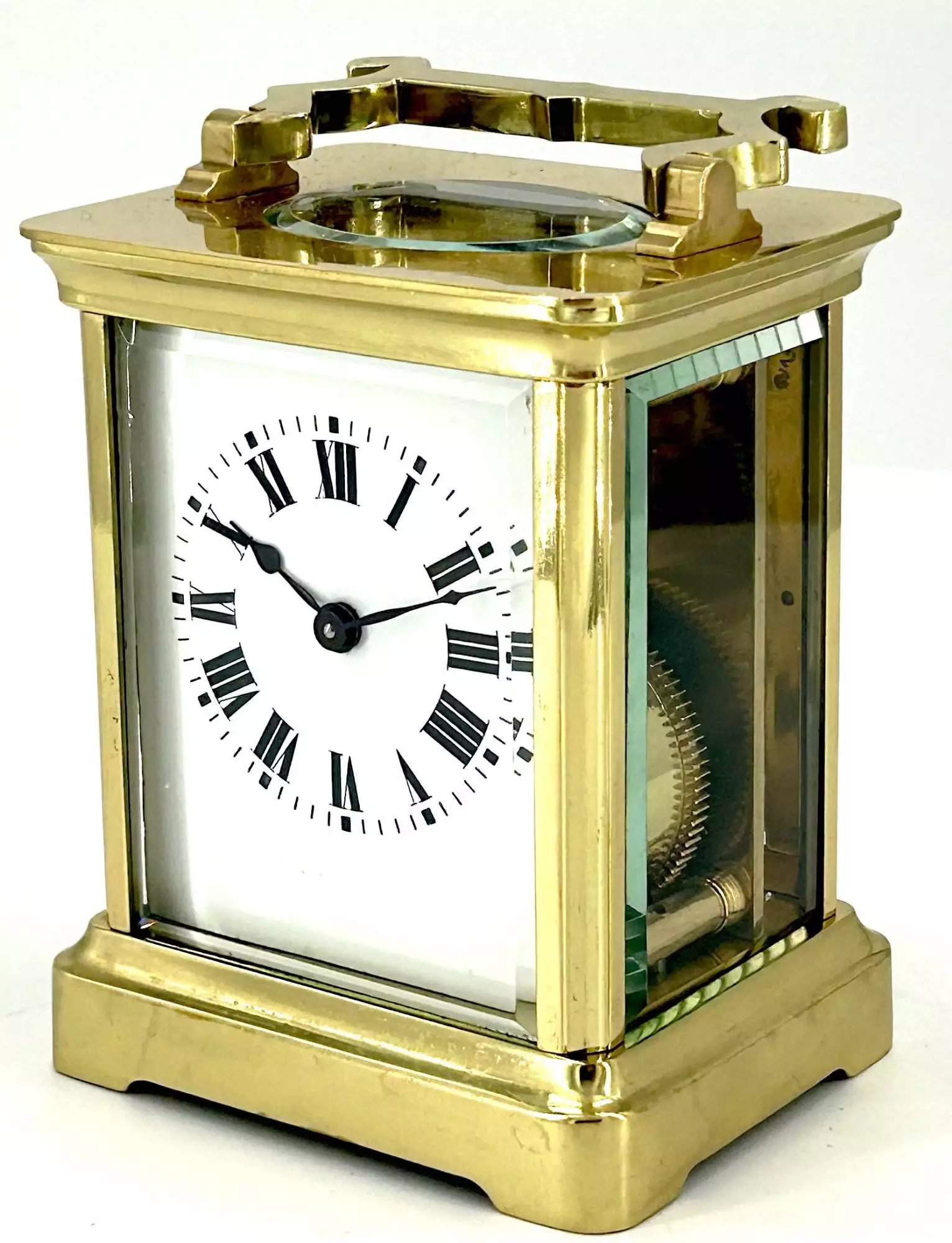 Antique Edwardian inlaid Mahogany Balloon Shape Mantel Clock C1905, view 7
