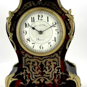 Lovely Antique Edwardian Art Nouveau inlaid Mahogany Mantel Clock C1905, view 2