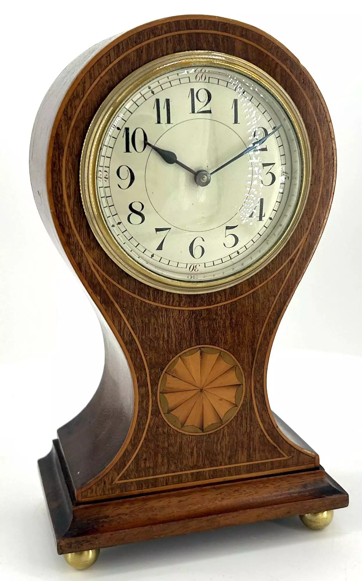 Antique Mahogany Inlaid mantel Clock C1900, view 11