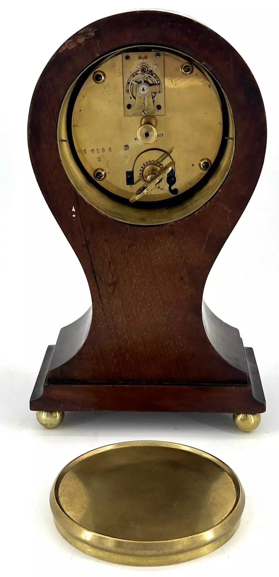 Antique Mahogany Inlaid mantel Clock C1900, view 5