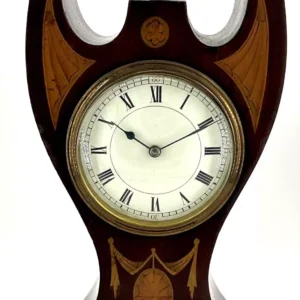 Antique Mahogany Inlaid mantel Clock C1900, view 2