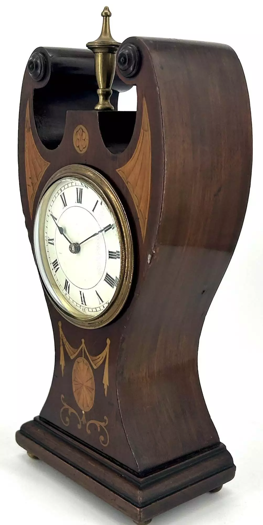 Antique Edwardian Balloon Inlaid Mantel Clock C1905