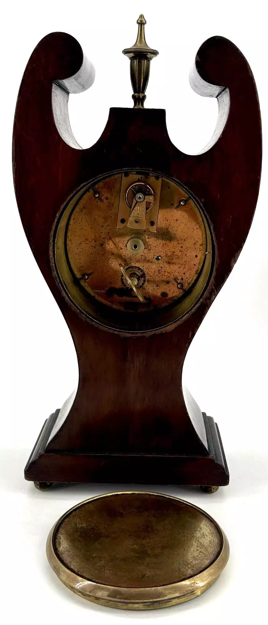 Antique Edwardian Balloon Inlaid Mantel Clock C1905, view 5