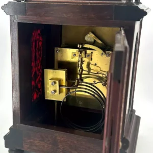 Wonderful Carved and inlaid Mahogany case Mantel Clock, ca1890, view 2