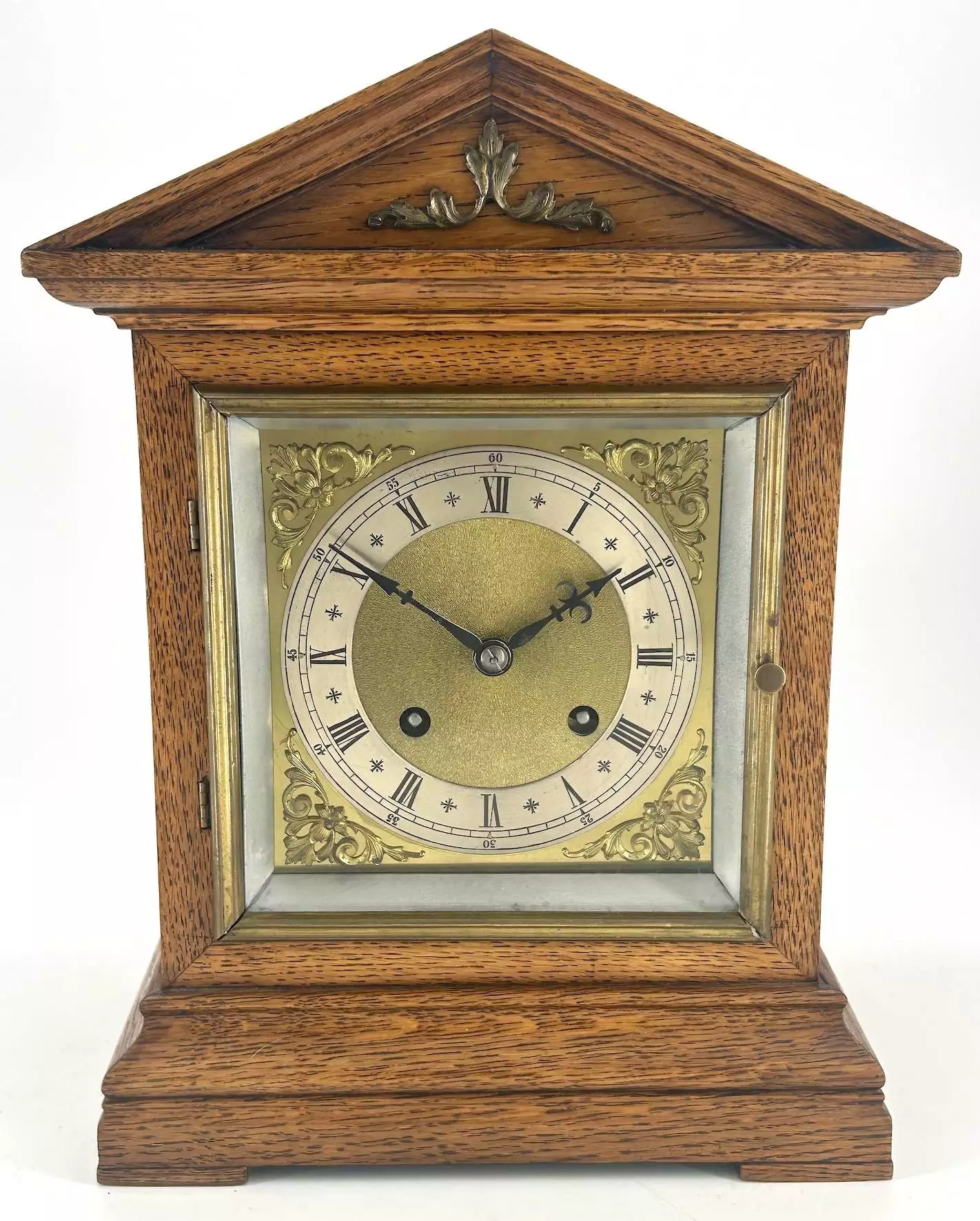 Wonderful Carved and inlaid Mahogany case Mantel Clock, ca1890, view 7