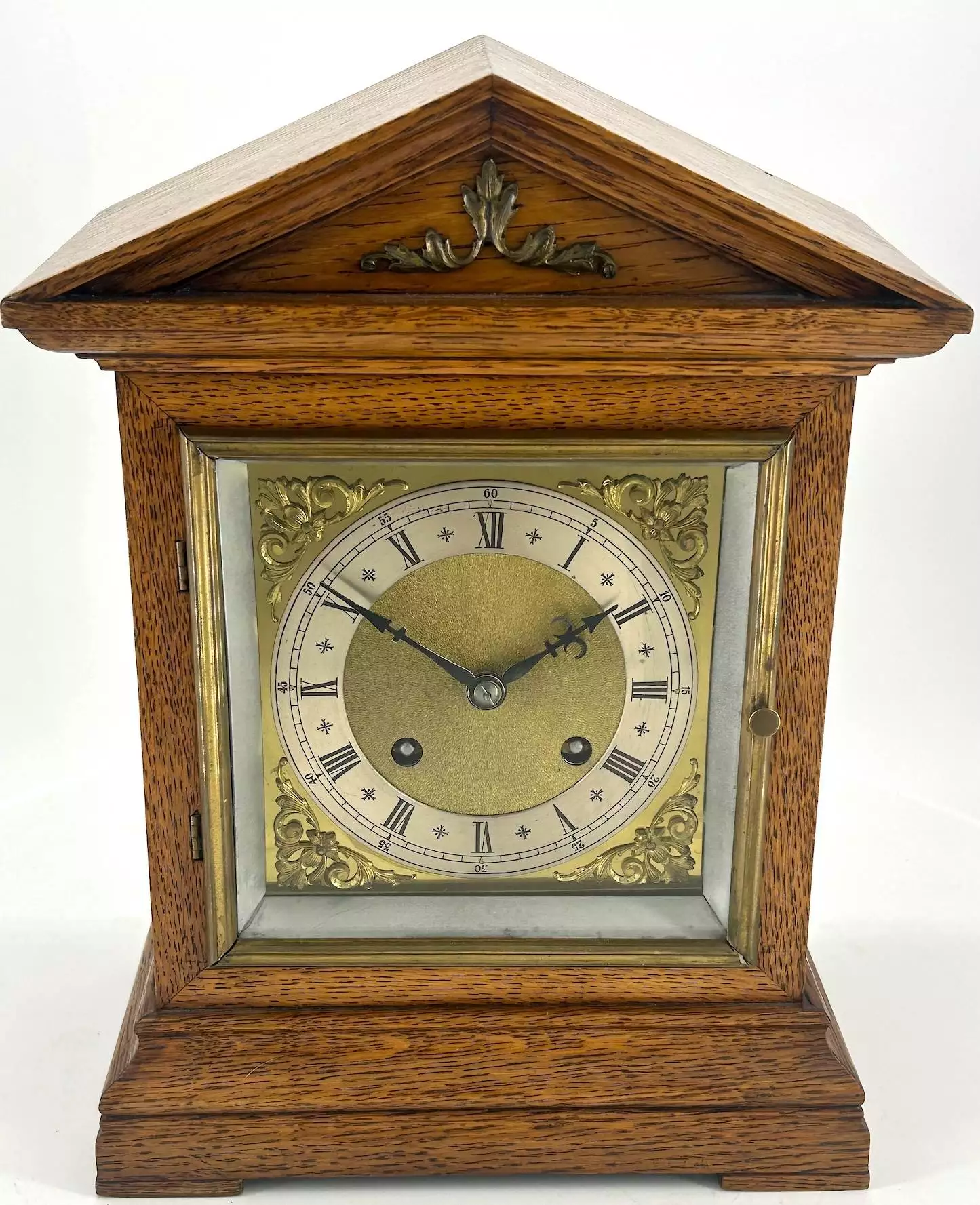 Wonderful Carved and inlaid Mahogany case Mantel Clock, ca1890, view 6