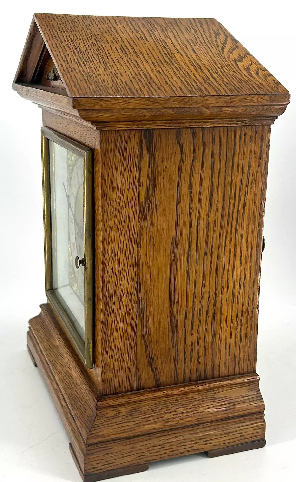 Wonderful Carved and inlaid Mahogany case Mantel Clock, ca1890, view 15