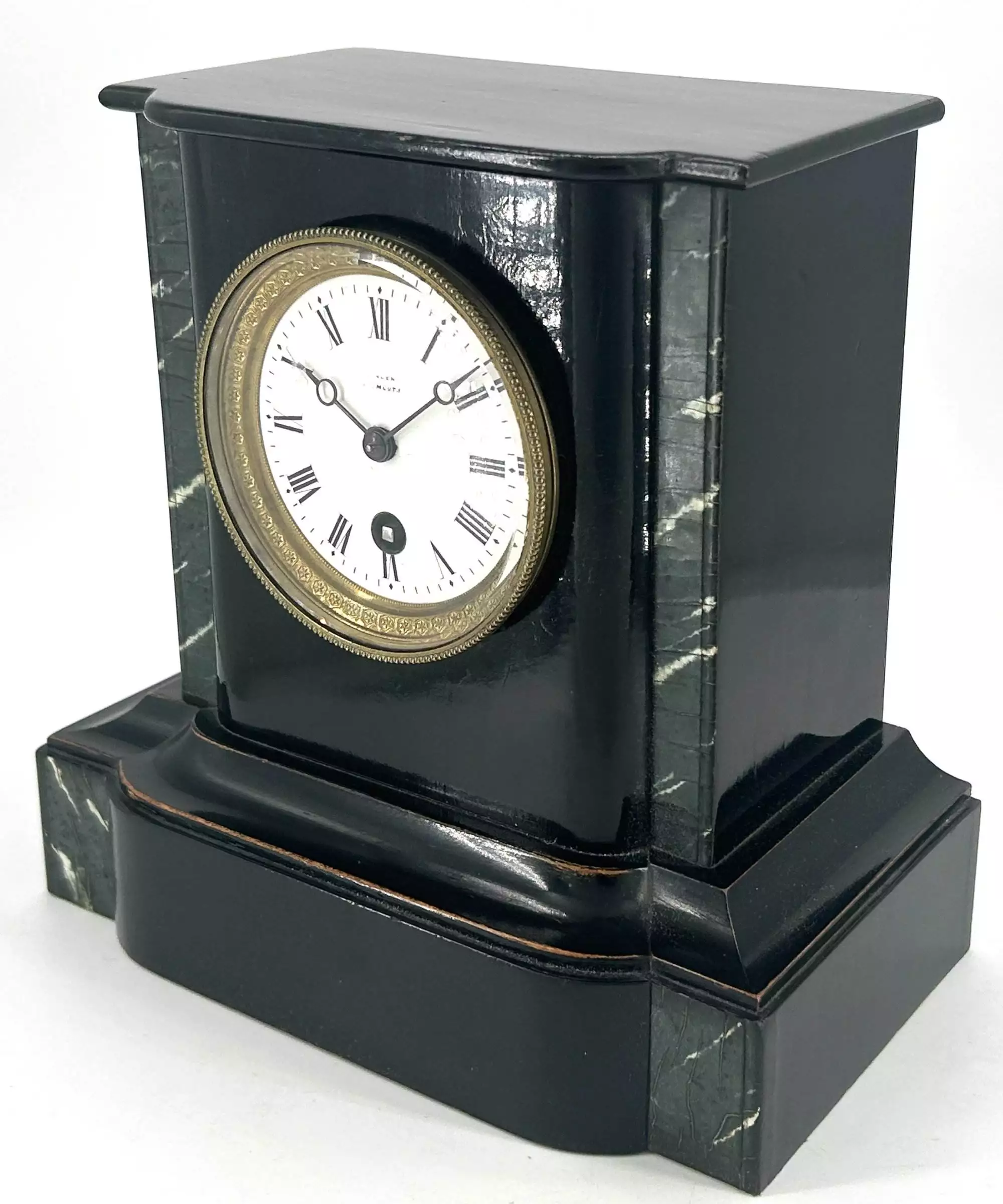 Wonderful French Art Nouveau Inspired Brass inlaid Mantle Clock - ca1890