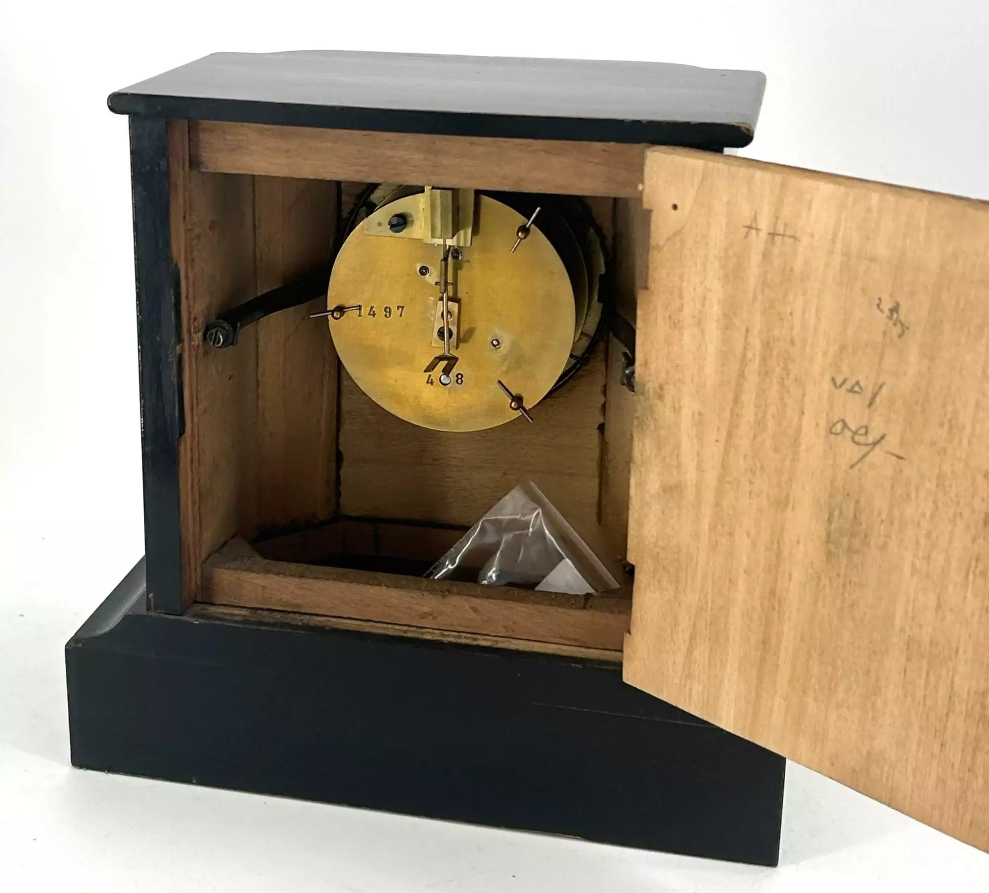 Wonderful French Art Nouveau Inspired Brass inlaid Mantle Clock - ca1890, view 16