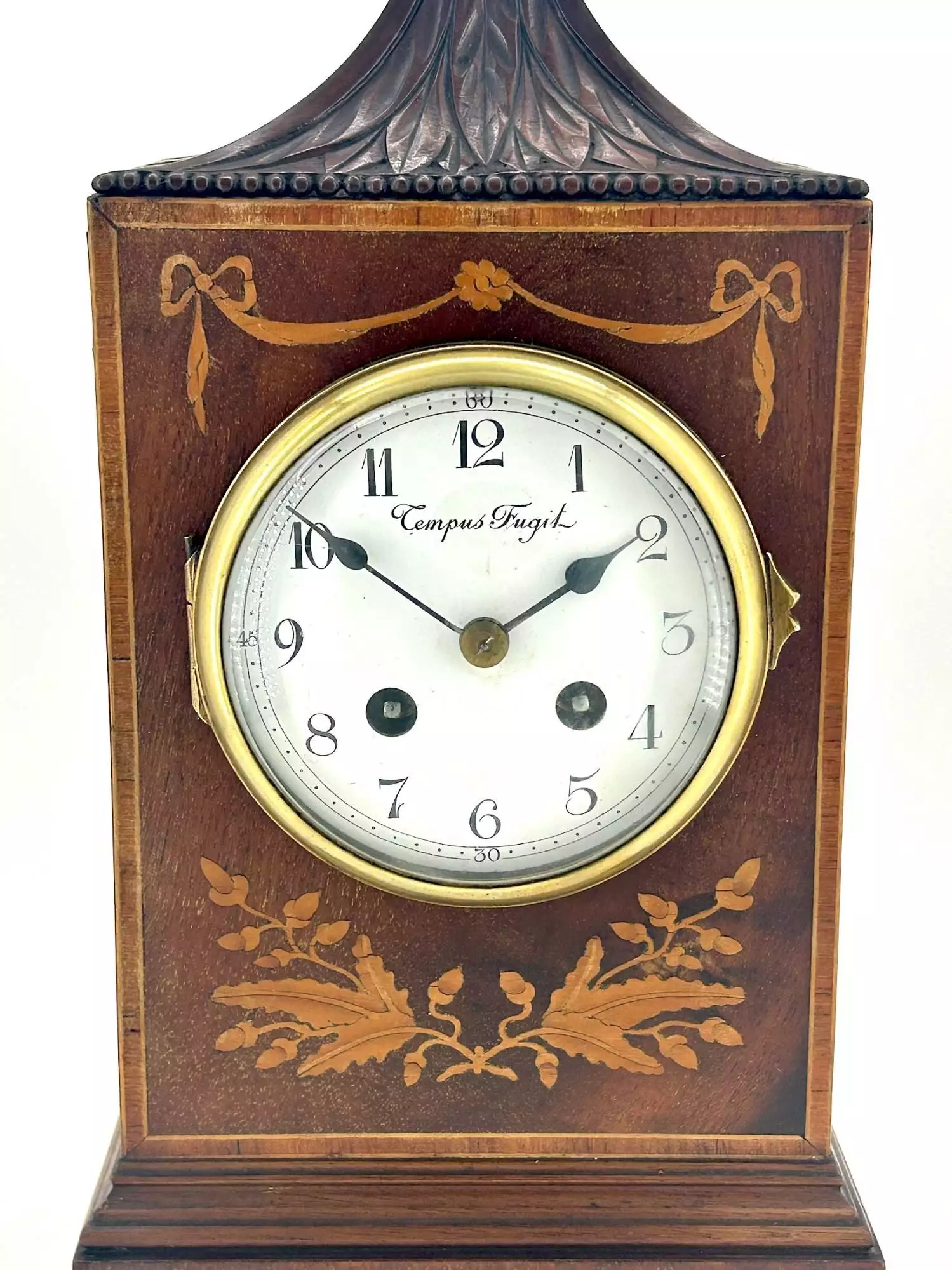 Wonderful French Art Nouveau Inspired Brass inlaid Mantle Clock - ca1890, view 11