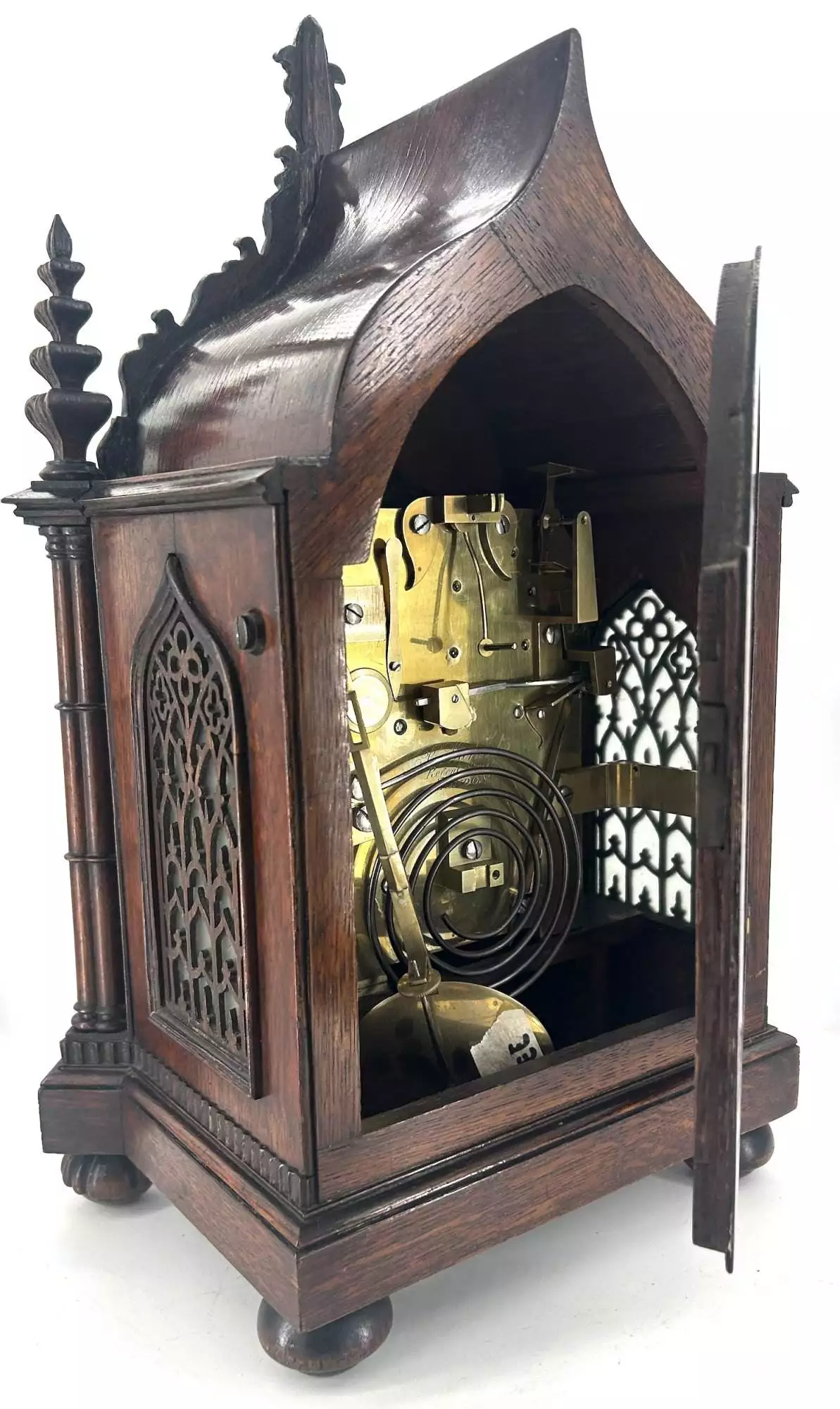 Rare Victorian Antique French Champleve figural Boulle Mantel Clock C1860