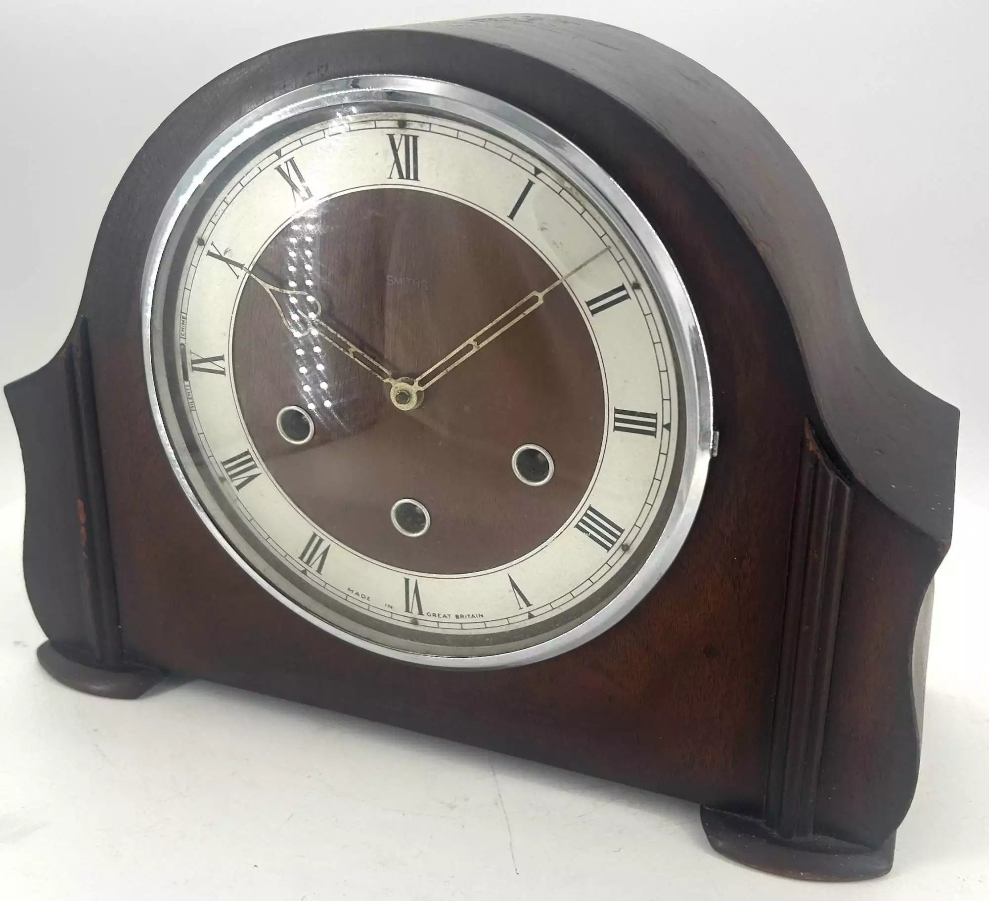 Mahogany case Single Fusee Dial Clock by Richardsons of Travistock - ca 1890, view 2