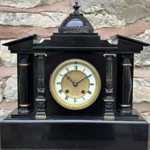 Fabulous Walnut Cubed Bronze ormolu Mantel Clock - Ca 1880, view 2