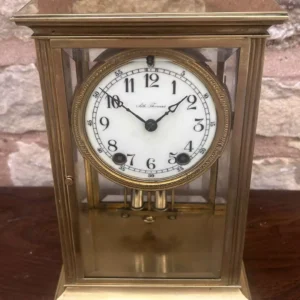 Unusual Antique Edwardian inlaid Mahogany Mantel Clock C1905
