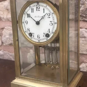 Unusual Antique Edwardian inlaid Mahogany Mantel Clock C1905, view 2