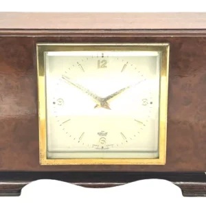 Stunning Vintage Art deco Elliott 8-Day Mantel Clock, Burr Walnut, view 2