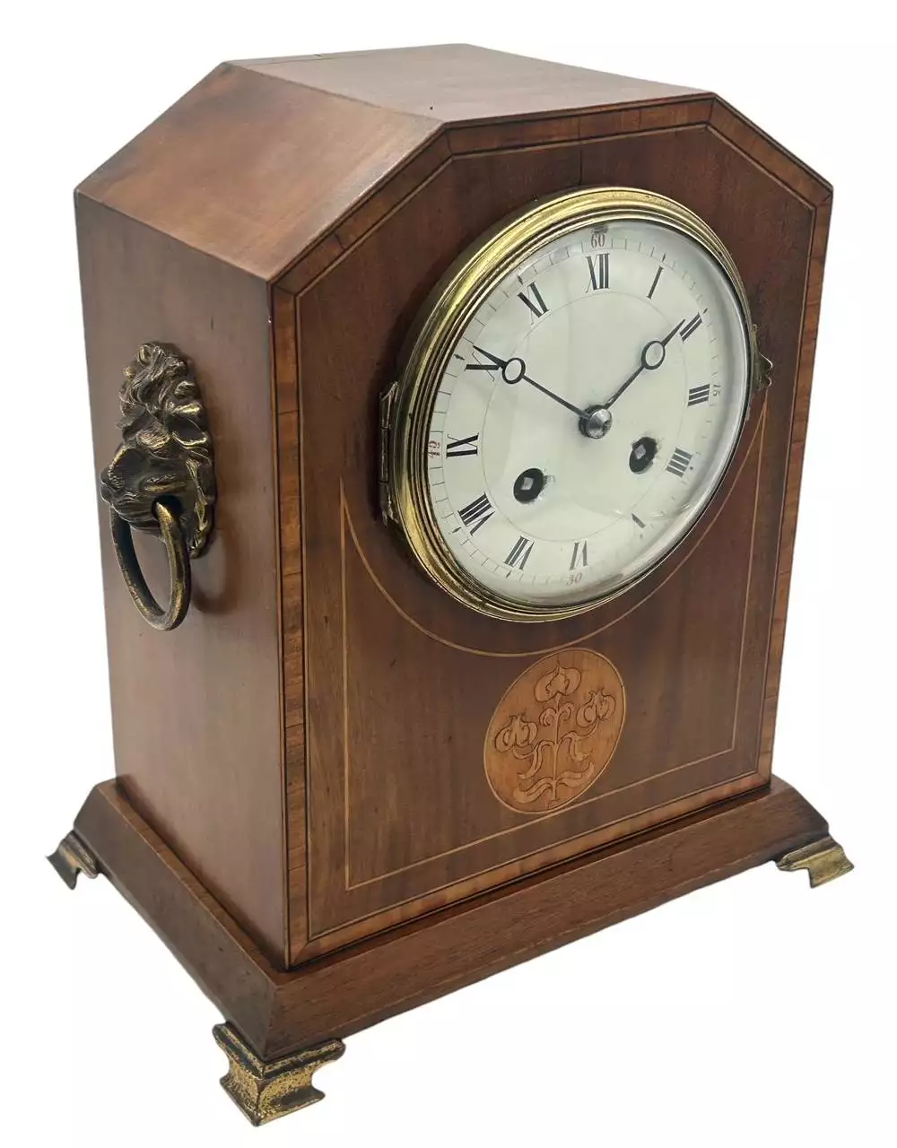 Edwardian inlaid mantel clock