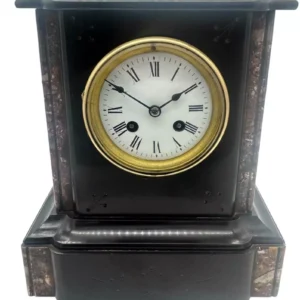 Lovely Antique Edwardian Art Nouveau inlaid Mahogany Mantel Clock C1905, view 2